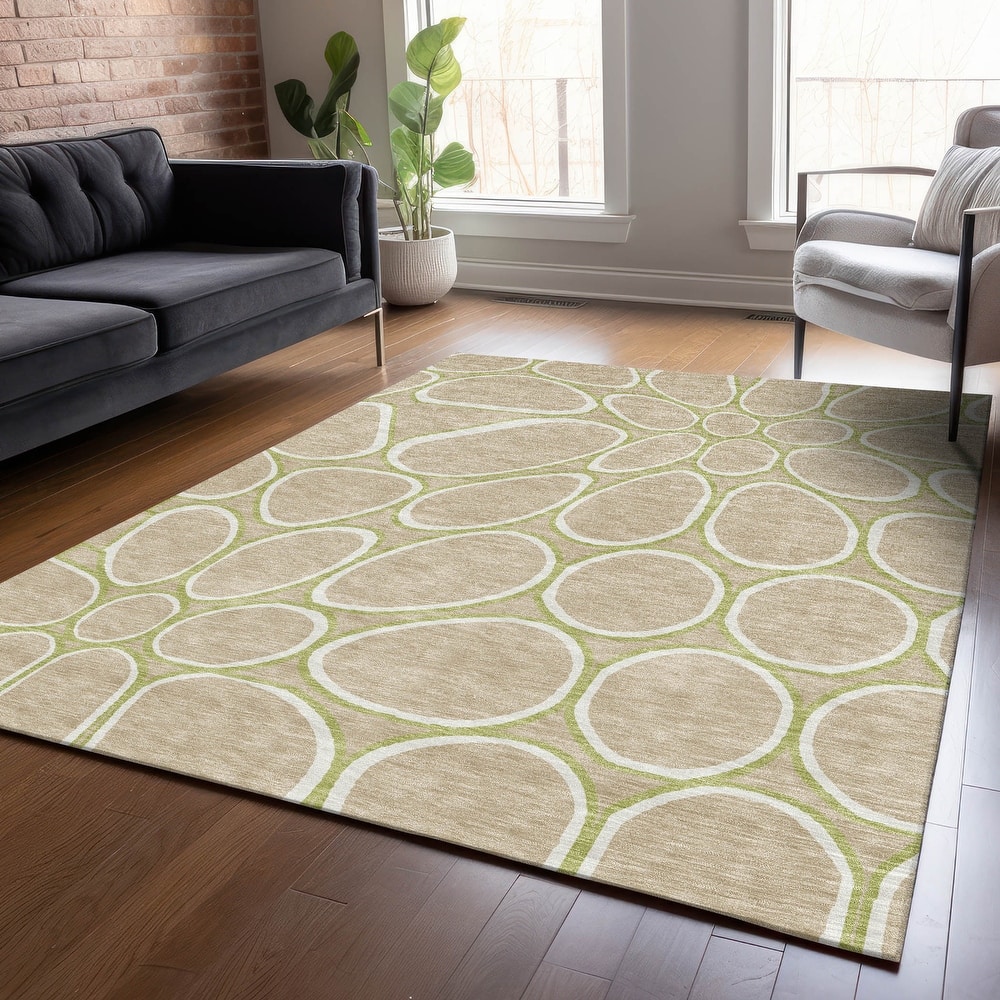 Machine Washable Indoor/ Outdoor Modern Bubbles Chantille Rug