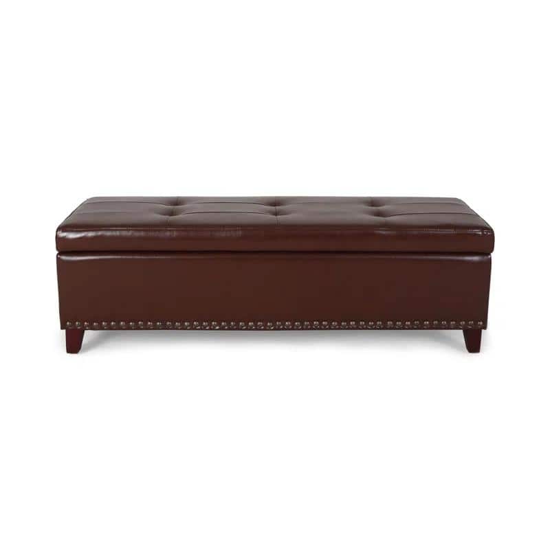 51" Large Storage Ottoman Bench with Hinged Lid, Upholstered Bench Footrest with Hidden Storage for Living Room, Bedroom