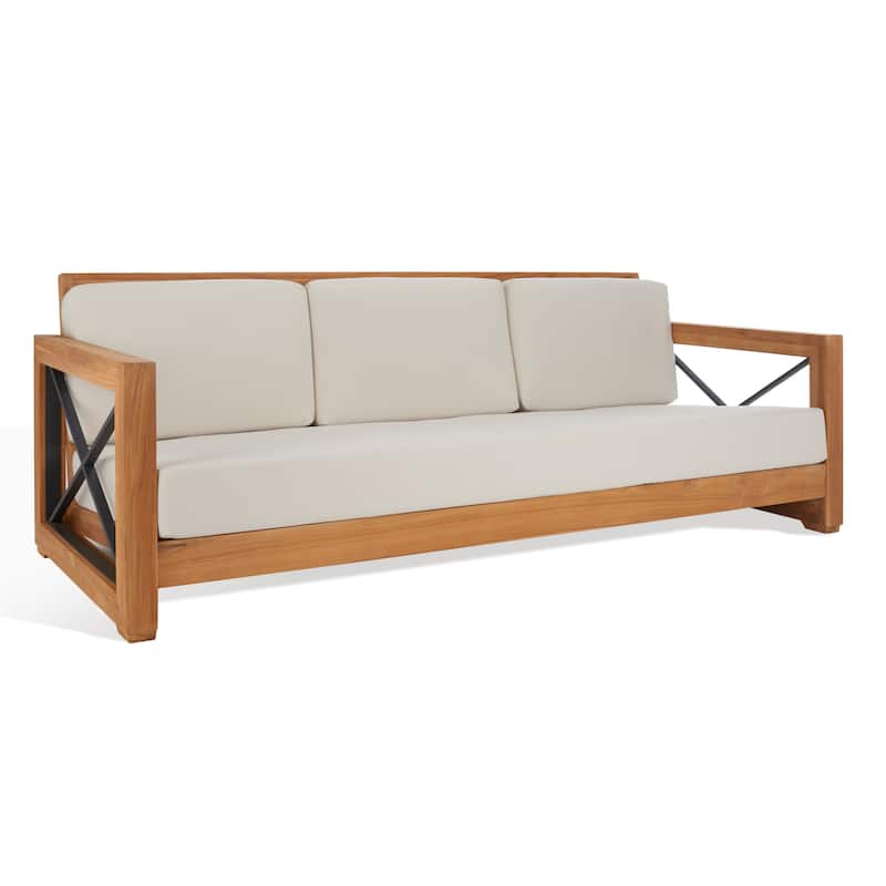 SAFAVIEH Outdoor Living Andros Teak Patio Sofa