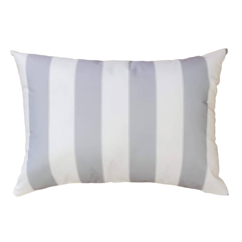 Striped Throw Pillow Indoor Outdoor Use Weather Resistant 14x20 Inches - Silver