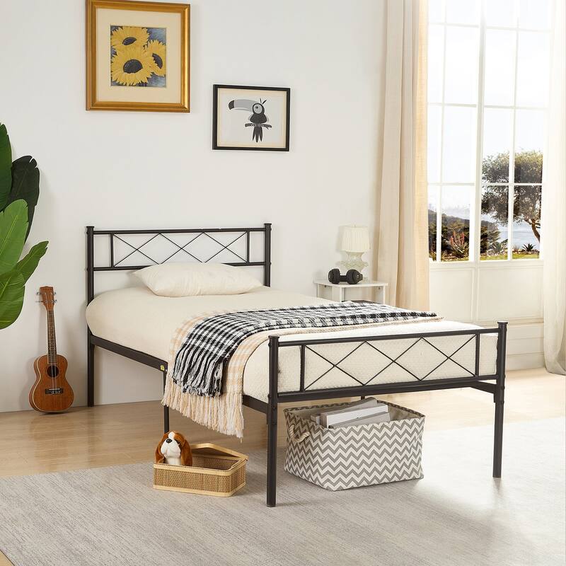 Javlergo Metal Platform Bed Frame with Headboard Twin/Full/Queen Size Platform Bed