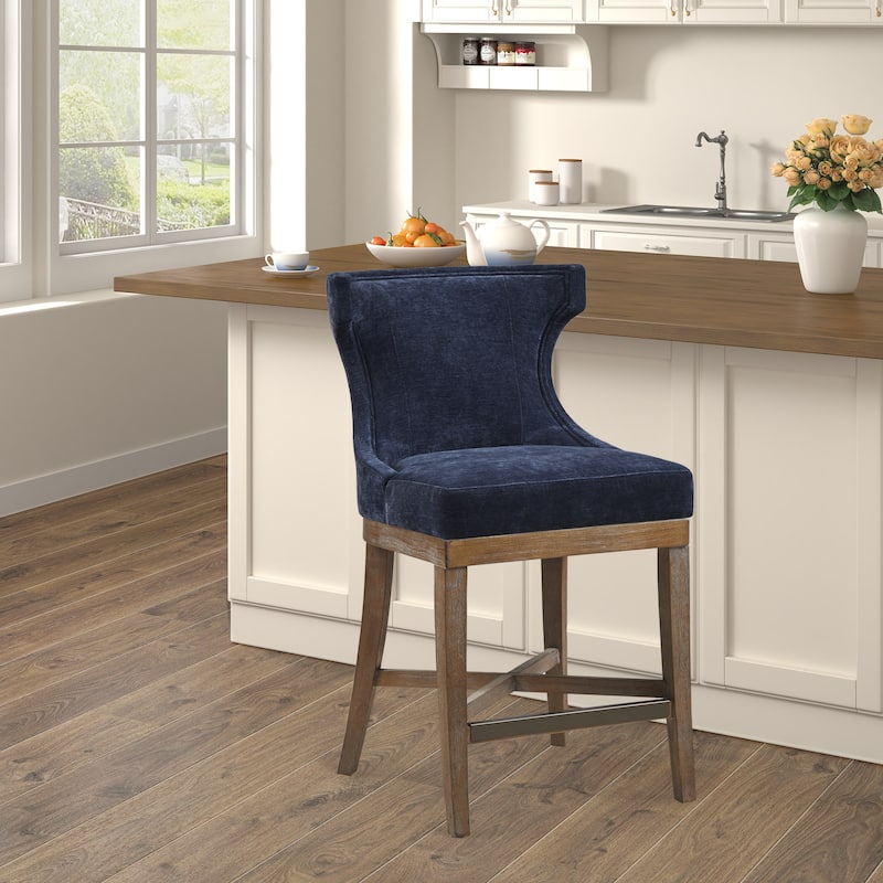 Madison Park Carson Counter Stool With 360 degree Swivel Seat - Single - Navy