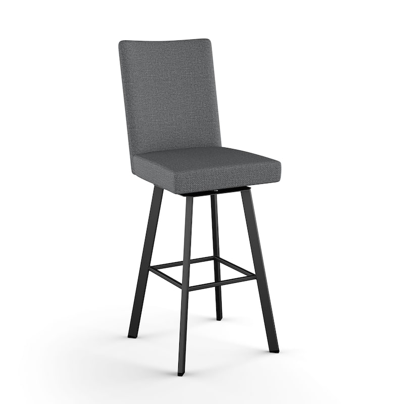 Amisco Elmira Swivel Counter and Bar Stool - Grey Woven Fabric / Black Metal - Counter Height
