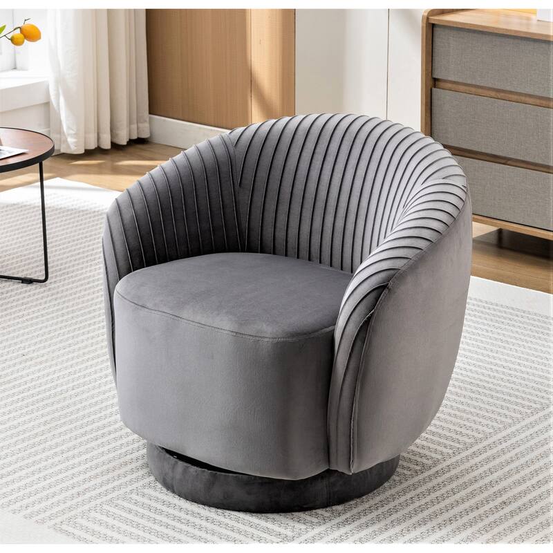 Small Milvo Velvet Swivel Barrel Chair