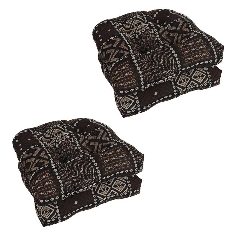 19-inch Rounded Back Tapestry Chair Cushion (Multiple Patterns, Set of 1,2, or 4) - 19 x 19 - Congo - Set of 4