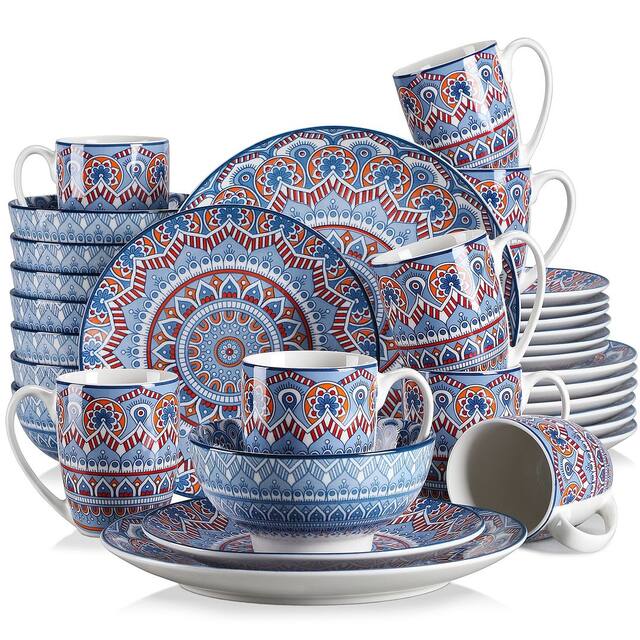 vancasso Mandala Bohemian Porcelain Dinnerware Set (Service for 4) - Sapphrine - 32 Piece