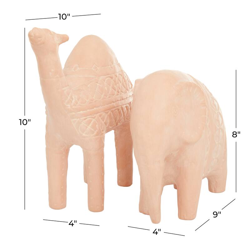 Pink Ceramic Modern Farmhouse Sculpture Set of 2 - 10 x 4 x 10 and 9 x 4 x 8