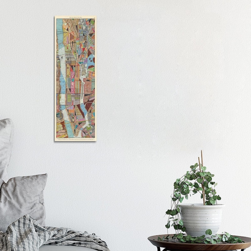 iCanvas "Modern Map of New York III" by Nikki Galapon Canvas Print - 36x12x1.5