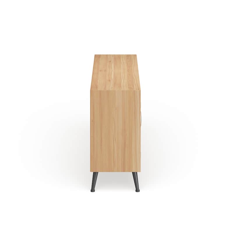 Light Brown Wooden 3 Drawers 1 Shelf and 2 Doors Buffet