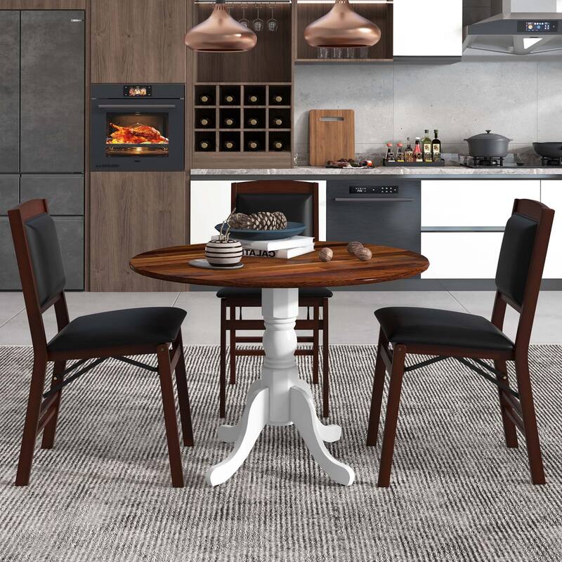 Costway Rustic Dining Table Wooden Dining Table with Round Tabletop & - See Details