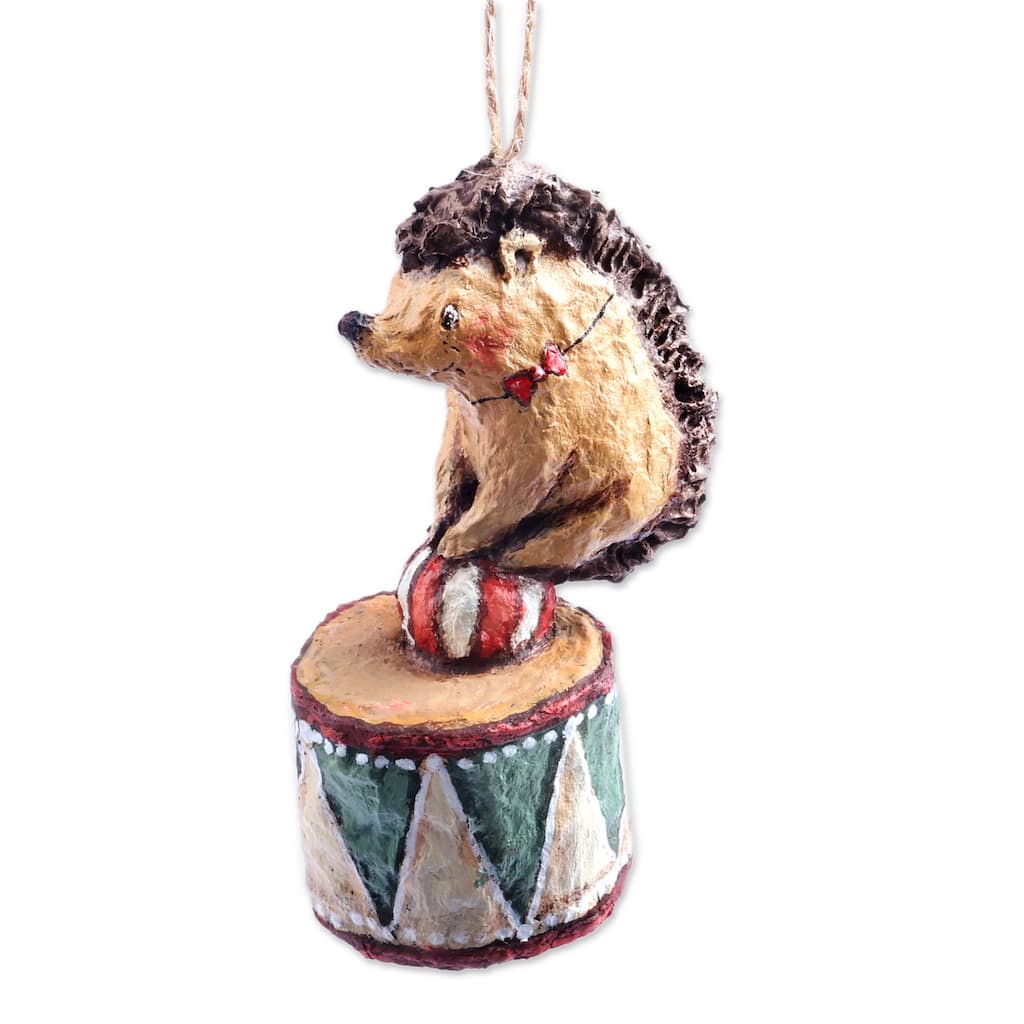 Novica Handmade HedgehogS Spectacle Papier Mache Ornament