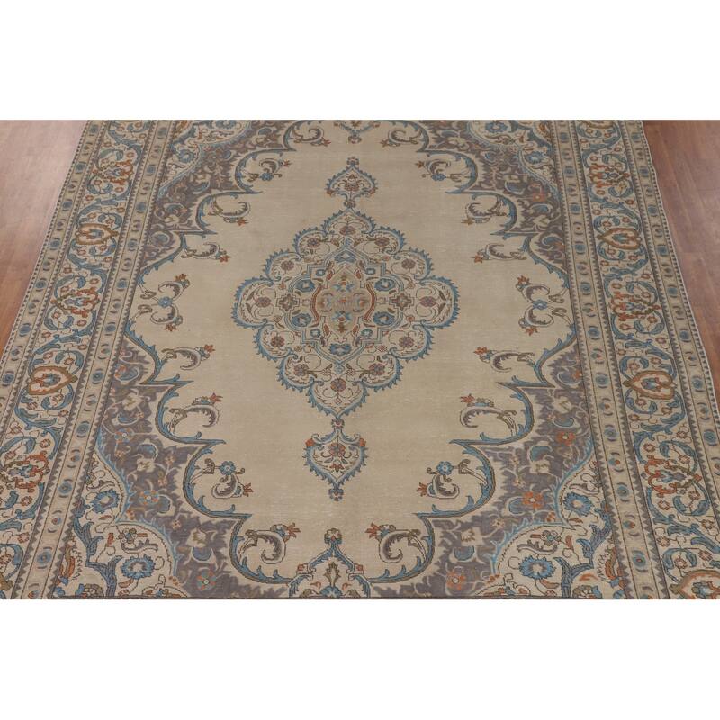 Tabriz Persian Vintage Area Rug Hand-Knotted Bedroom Wool Carpet - 10'0" x 12'8"