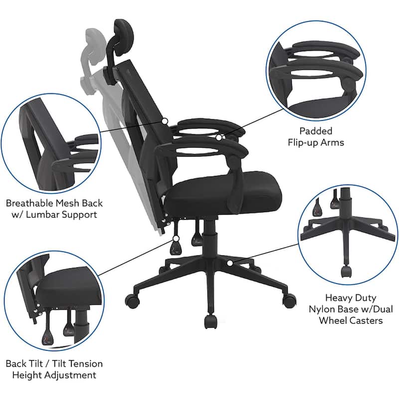 Adjustable Office Chair with Headrest Ergonomic Desk Chair High Back Mesh Office Chairs with Lumbar Support with Wheels