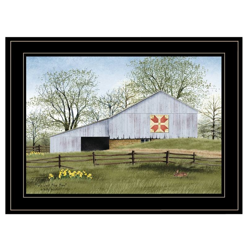 TrendyDecor4U Contemporary "Tulip Quilt Block Barn" Framed Print Wall Art by Billy Jacobs
