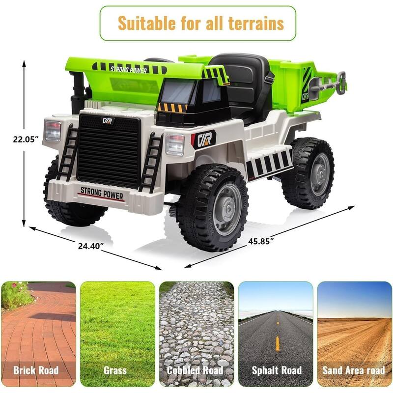 Ride On Dump Truck, 4 Wheeler Toy, Ride On Toys for Kids,12V Ride On Car with Remote Control