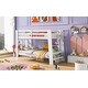 preview thumbnail 4 of 6, White Twin Over Twin Bunk Bed with Ladder, Storage Shelves, Pine Frame