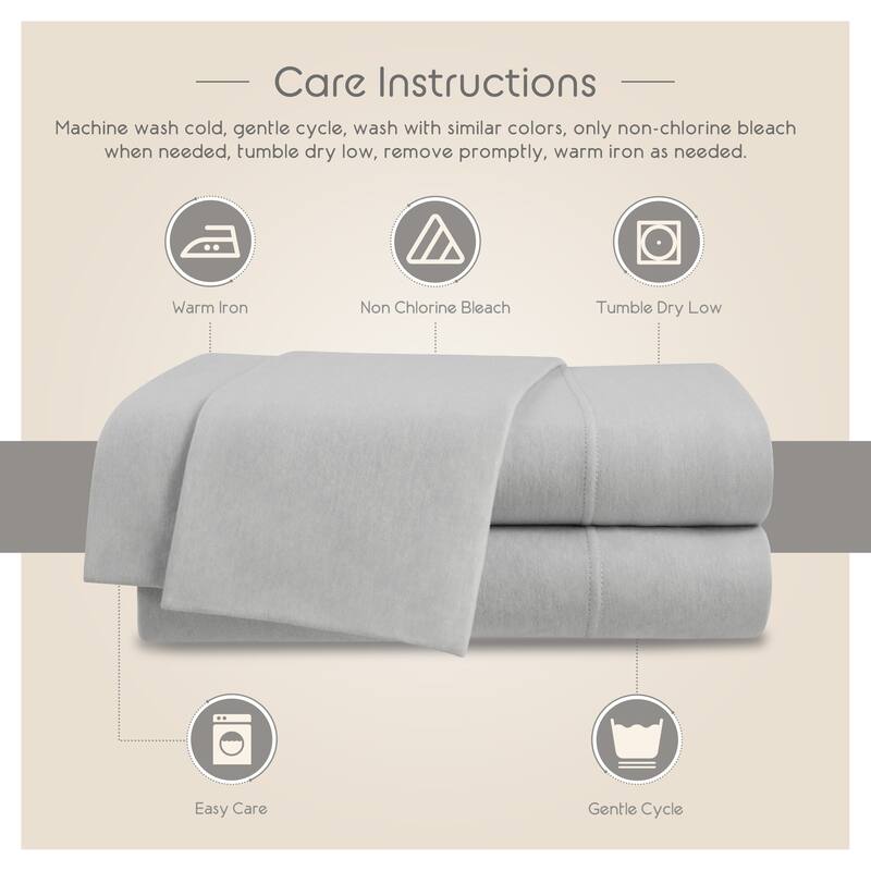 Vellux Solid Jersey Knit Sheet Set - Cotton Blend, Deep Pocket, Ultra Soft