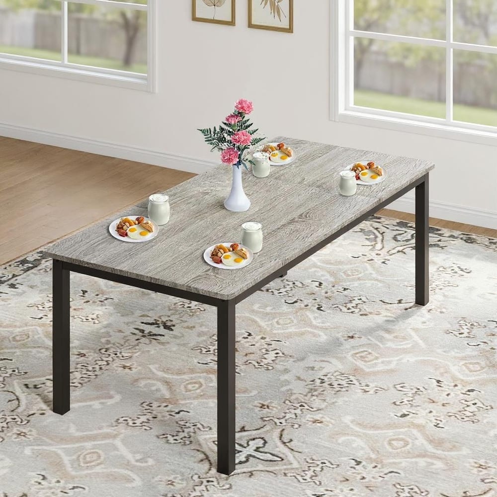 Industrial Dining Table for 6-8 People, with Metal Legs