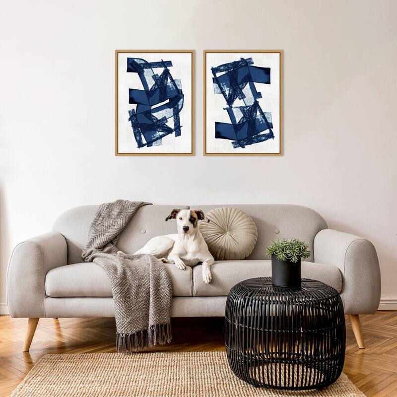 Amanti Art Abstract Blue Structure No. 2 & 3 2 Piece by Cartissi Framed Canvas Wall Art