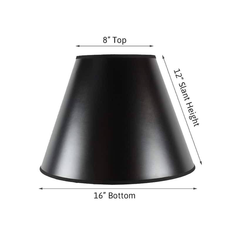 8x16x12 Bold Black with True Gold Lining Hard Back Empire Lampshade