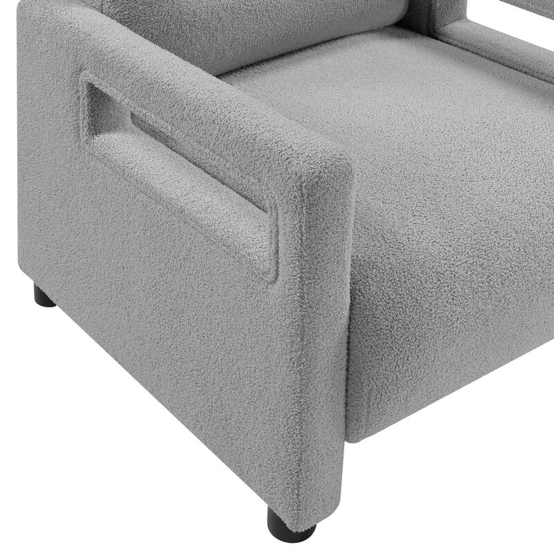 June 30" Boucle Fabric Accent Chair - Attached Cushions