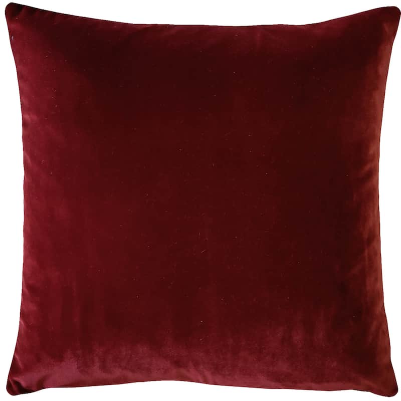 Pillow Decor Castello Soft Velvet Throw Pillows (3 Sizes, 18 Colors) - 20" x 20" - Polyester - Burgundy