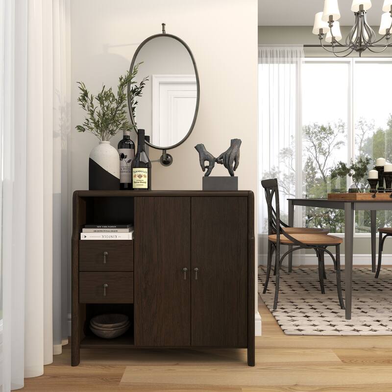 Black Wood Industrial Wall Mirror 29 x 15 x 7 - 15 x 7 x 29