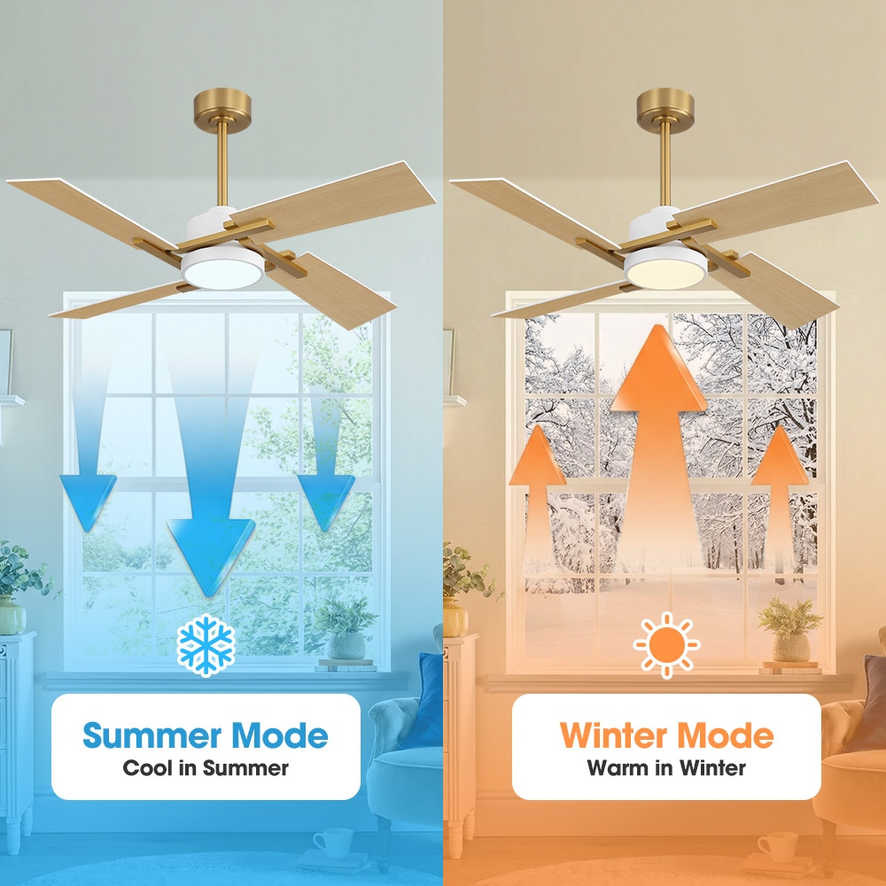 MLiAN 56 In./ 72 In. 4 Plywood Blades Indoor LED Light Ceiling Fan with Remote...