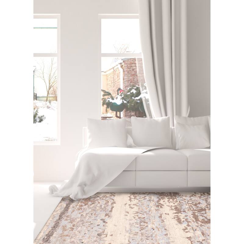 ECARPETGALLERY Hand-knotted Tangier Ivory Silk, Wool Rug - 8'3 x 9'10