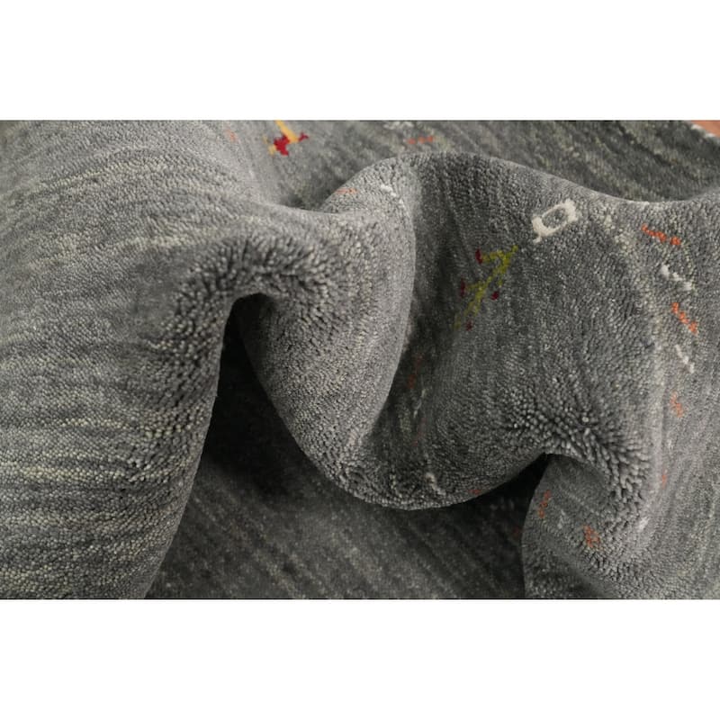 Hand Knotted Oriental 100% Wool Carpet Tribal Animal Pictorial Greys & Charcoal Gabbeh Area Rug - 7' 3'' X 5' 2''