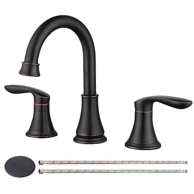 2-Handle Widespread Bathroom Sink Faucet ‎Oil-Rubbed Lavatory Faucet 3 Hole 360° Swivel Spout Vanity Sink Basin Faucets