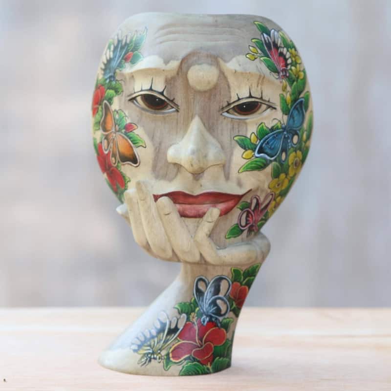 Handmade Butterfly Smile Wood mask (Indonesia)