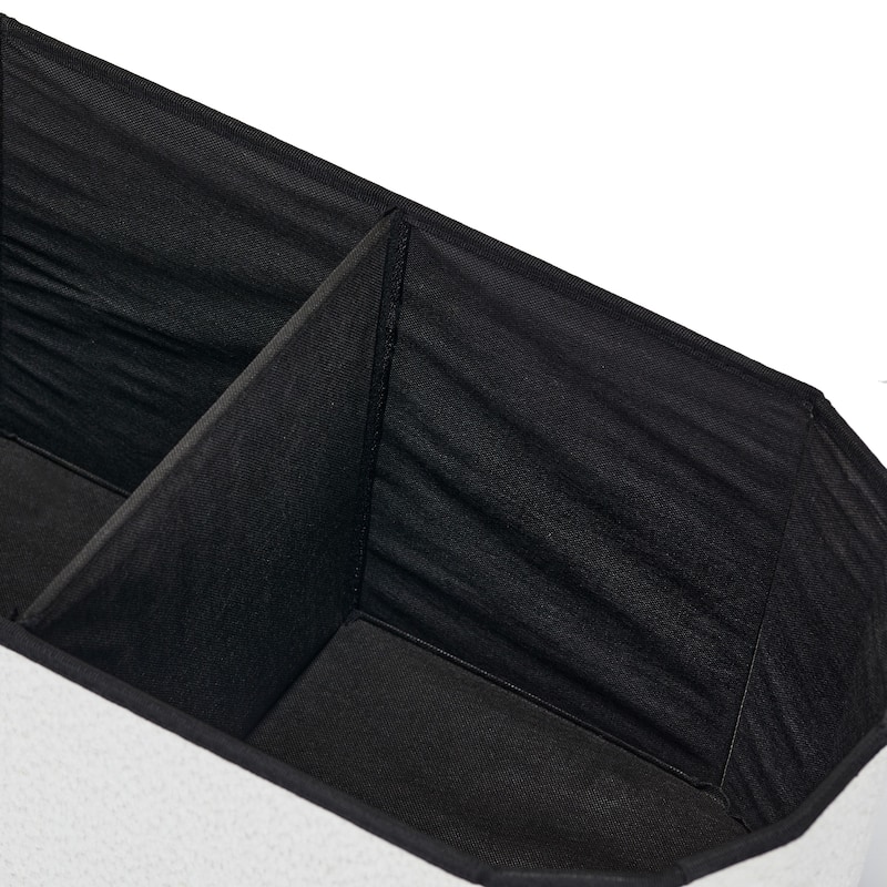 Brown Boucle Storage Ottoman Bench with Hidden Storage and Seat Top