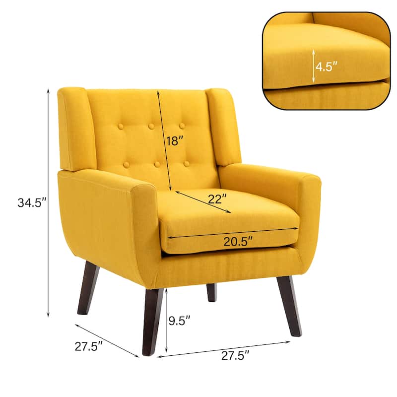 Tufted Linen/Cotton Loveseat with 2 Accent Chairs