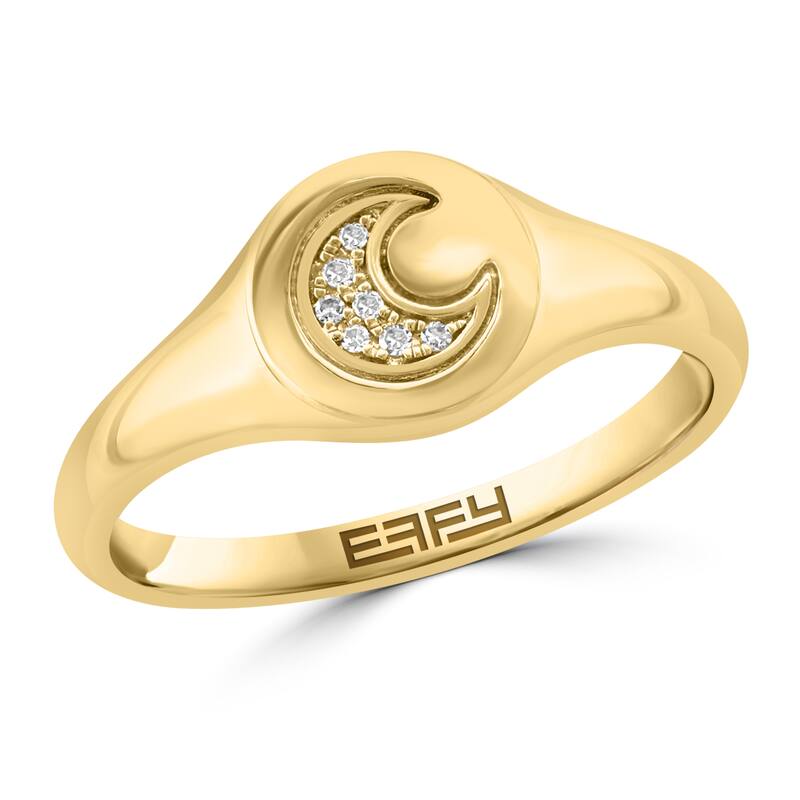 Effy Women's 14K Yellow Gold Diamond Moon Signet Ring