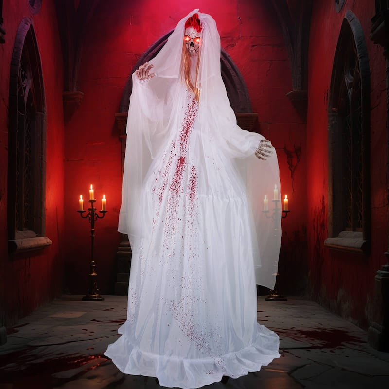 Costway Halloween Animatronic Standing Bride 7.2 FT Haunted House