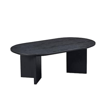 Compact 39.37" Modern Coffee Table with Sturdy Pedestal Base, MDF for Small Living Room & Bedroom - Black