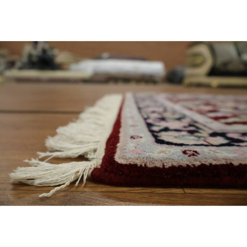 Hand Knotted Oriental 100% Wool Carpet Traditional All-Over White Kashan Runner Rug - 7' 11'' X 2' 8''