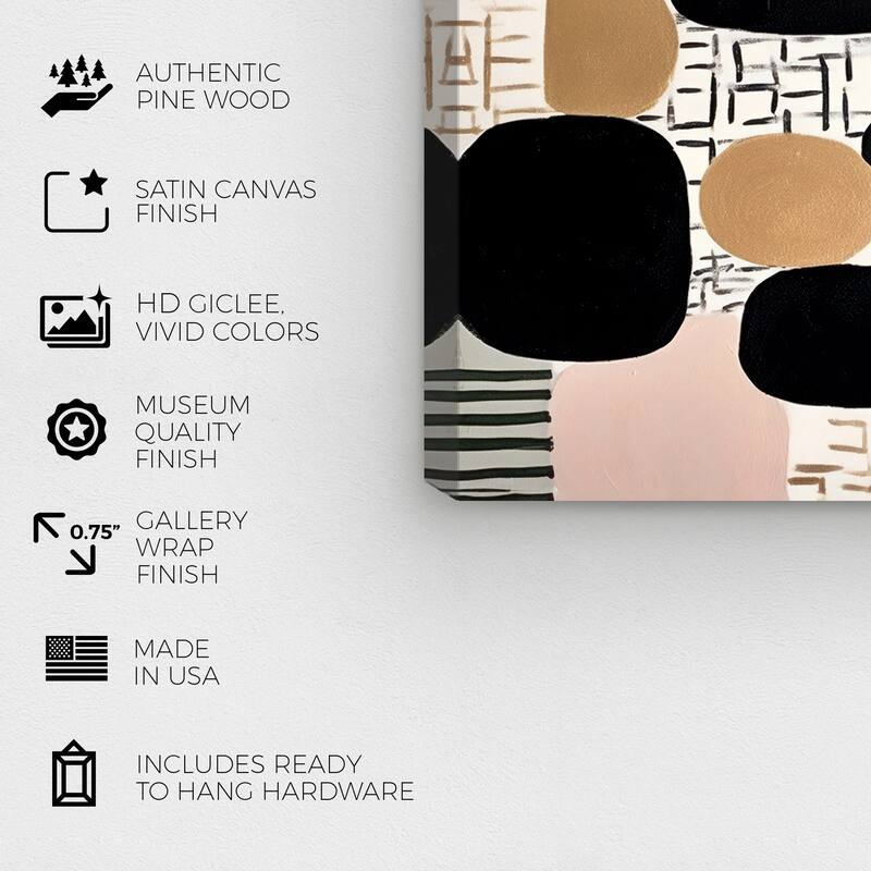Wynwood Studio Canvas Abstract Capsule Abstract Black and Light Pink Glam Wall Art Canvas Print