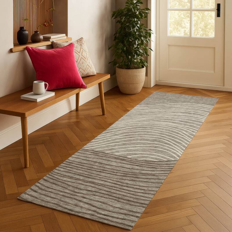 Machine Washable Indoor/ Outdoor Modern Arches Chantille Rug