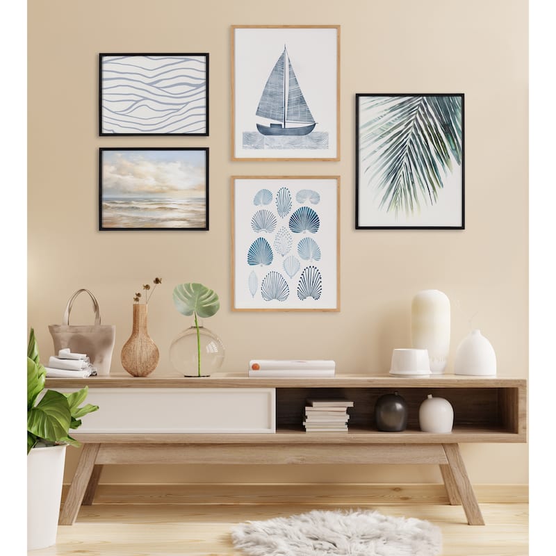 Kate and Laurel Gallery Nautical Blue Sailboat Print