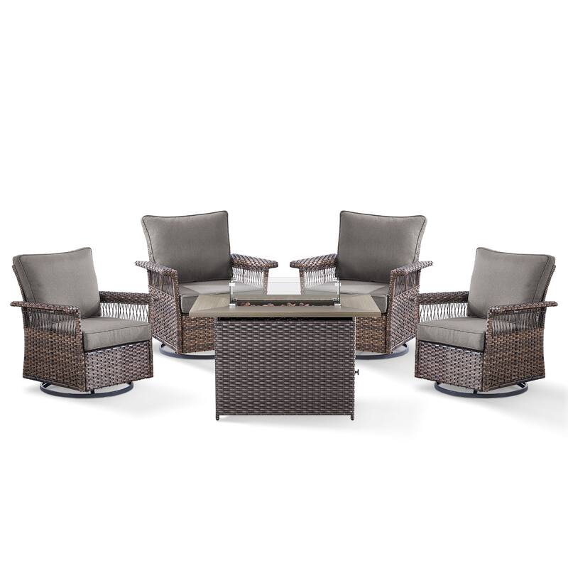 Pocassy 41 in Fire Pit Table with Patio Sofa Chair Funiture