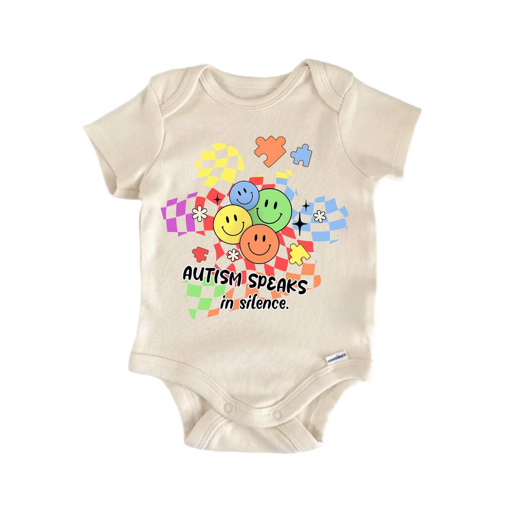 Autism Awareness Speaks In Silence - Baby Boy Girl Clothes Bodysuit Funny Cute