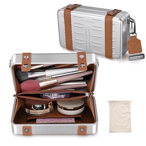 Byootique Mini Suitcase Crossbody Bag Portable Hard Shell Aluminum