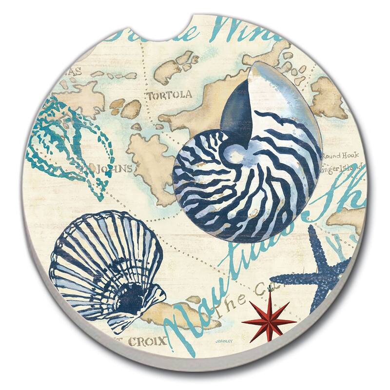 Absorbent Stone Car Coasters - Tradewinds - Set of 2 - 2.607