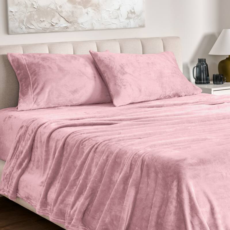 Bare Home Velvety Soft Microplush Sheet Set - Twin XL - Light Pink