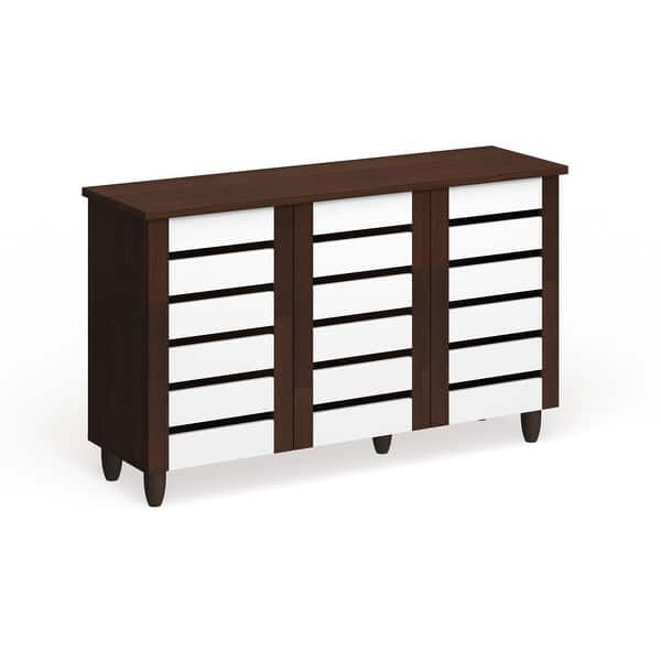 slide 2 of 6, Porch & Den Harold Martin Brown/ White 3-door Shoe Cabinet