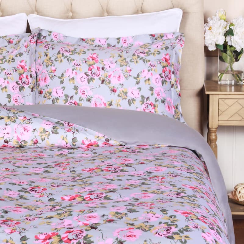 Superior Cotton Vintage Floral Duvet Cover Set with Pillow Shams