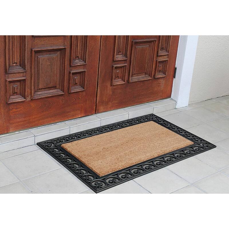 A1HC Black Aiken Rubber And Coir Non-Slip Outdoor Durable Doormat 30"X48"
