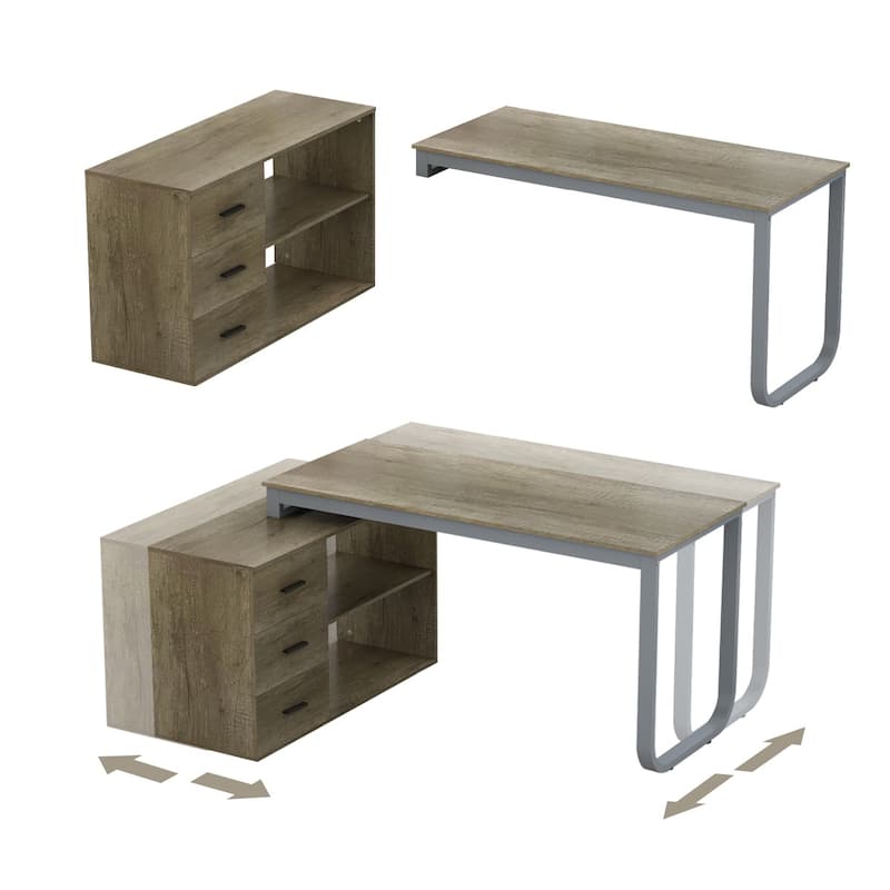 L-shaped executive desk With 3 Drawers for Home and Office